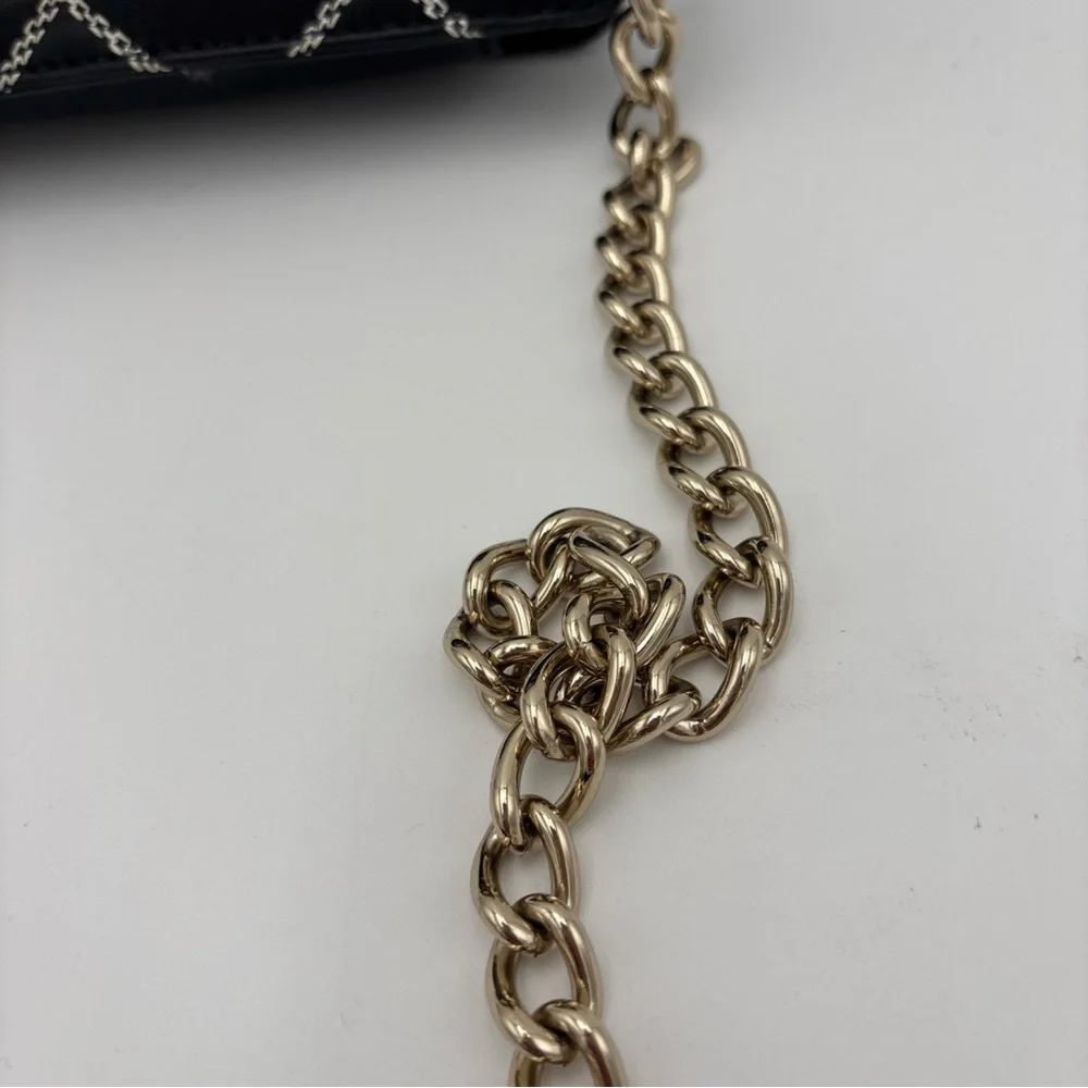 Kate Spade Quilted‎ Black Crossbody with Gold Chain